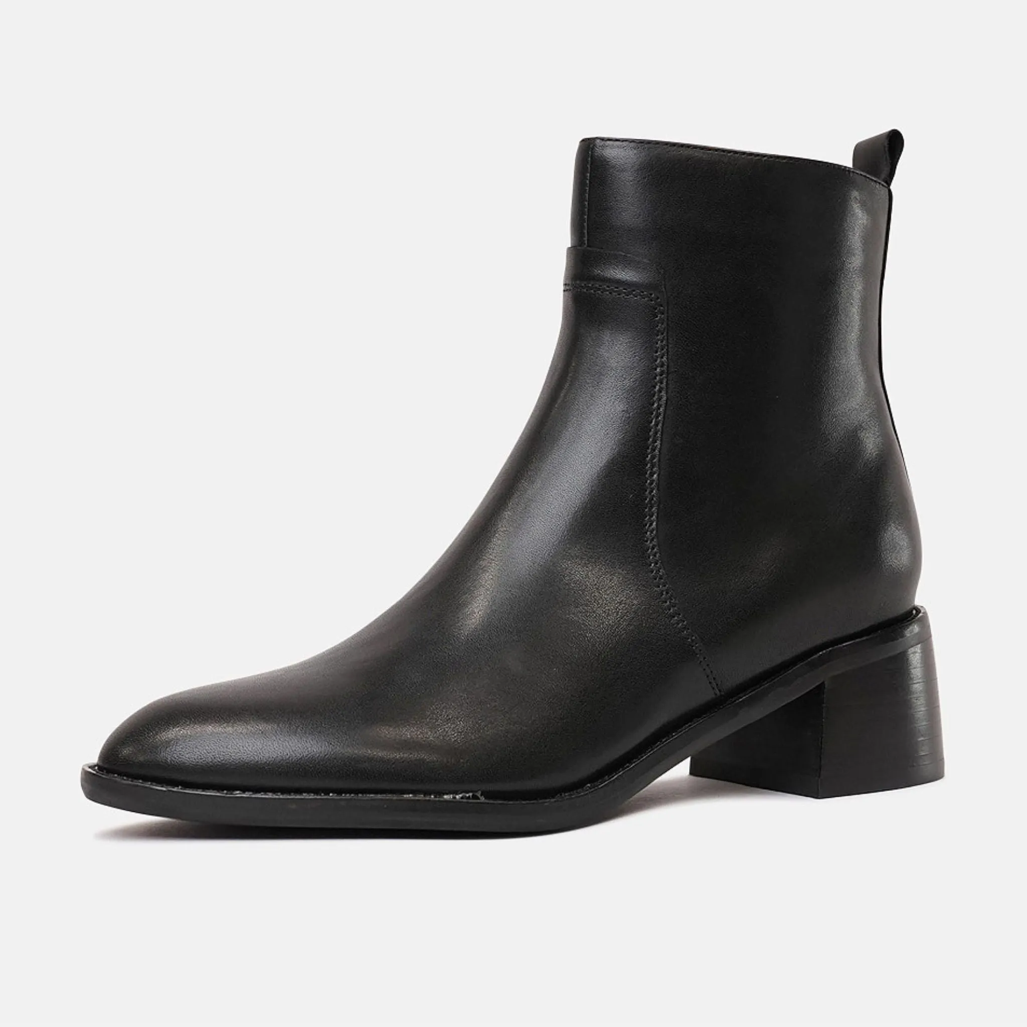 Wyona Black Leather Ankle Boots