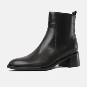 Wyona Black Leather Ankle Boots